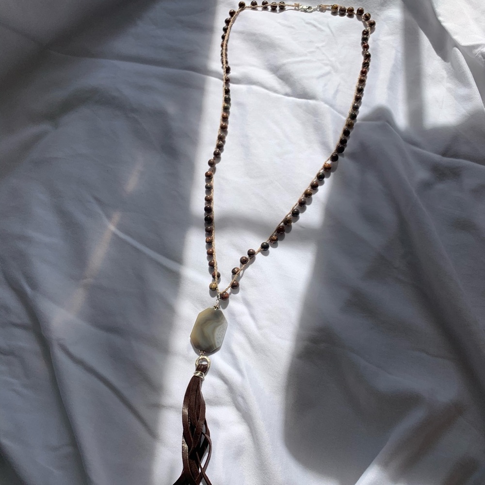 Handmade Bohemian Style Beaded Crochet Necklace